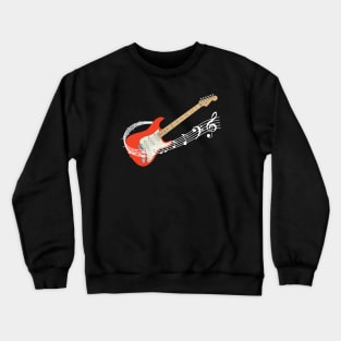 Music Staff Fiesta Red Electric Guitar Crewneck Sweatshirt